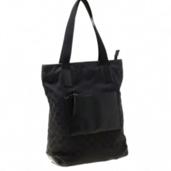 Gucci Monogram Gg Nylon Pocket Shopper Bla… - Picture 3 of 9